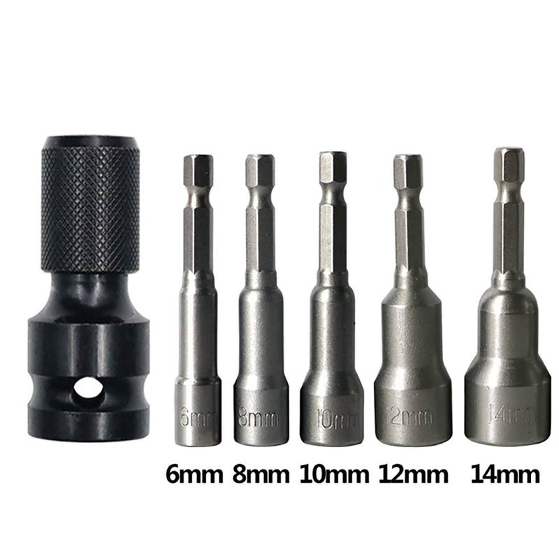 DCA 2PCS 1/2 inch Square Drive to 1/4 inch Hex Female Socket Adapter Converter Chuck Adapter for Impact Air and Electric Wrench - Image 5